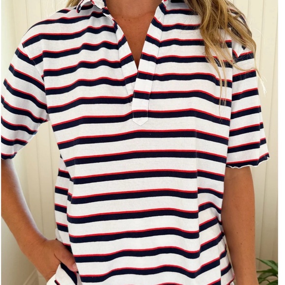 Frank & Eileen Tops - FRANK & EILEEN Patty Popover Red/Navy/White Stripe Sz M